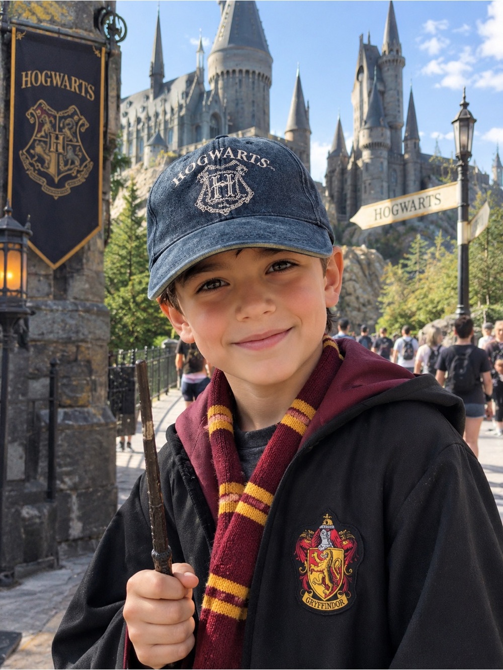 Warner Bros MS Harry Potter Hogwarts Embroidered Washed Denim Hat/Cap Blue 2001